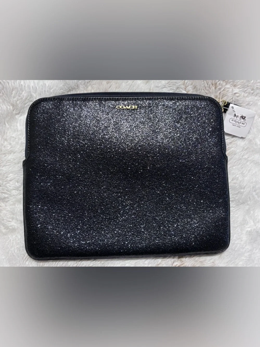 COACH Black Glitter iPad Sleeve NWT